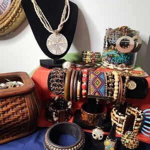 Bohemian Multi-Color Beaded Necklace and Bracelet Set